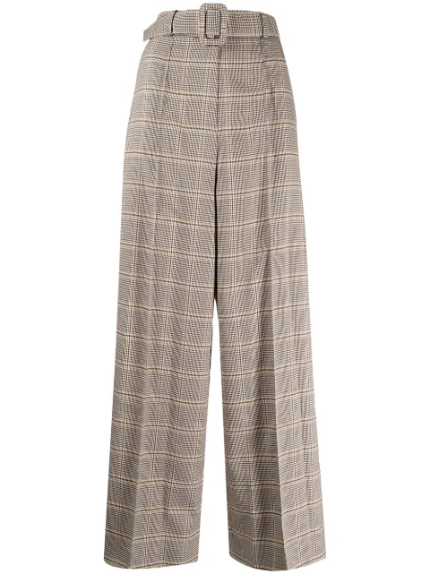 Rokh houndstooth belted waist trousers