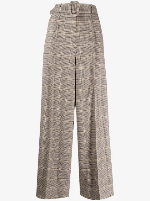 Rokh houndstooth belted waist trousers