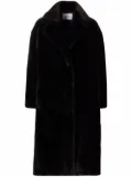 STAND STUDIO notched-lapels midi faux-fur coat - Black
