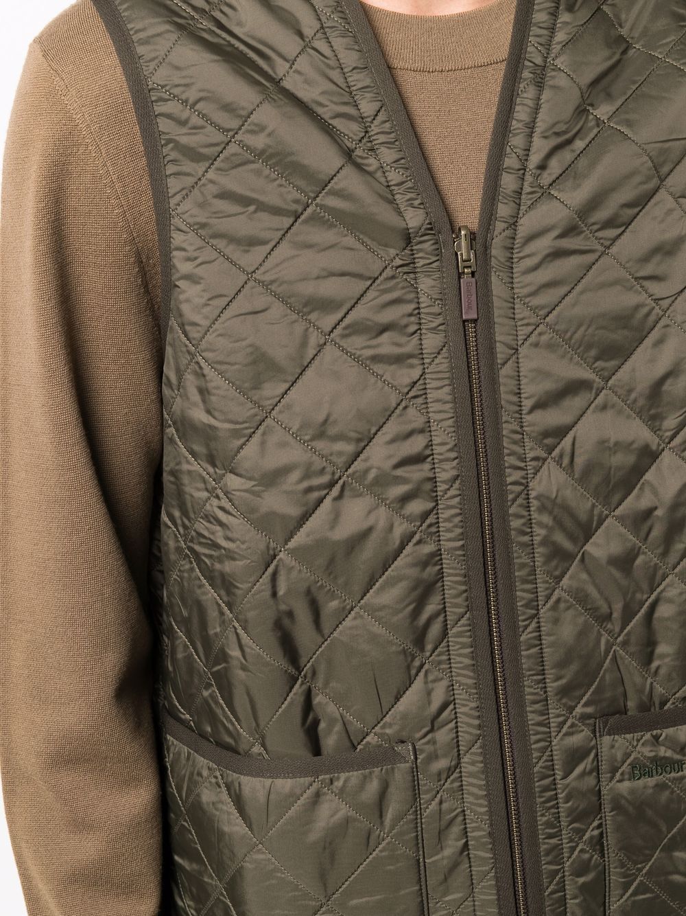 Shop Barbour Quilted Pouch-pocket Gilet In 绿色