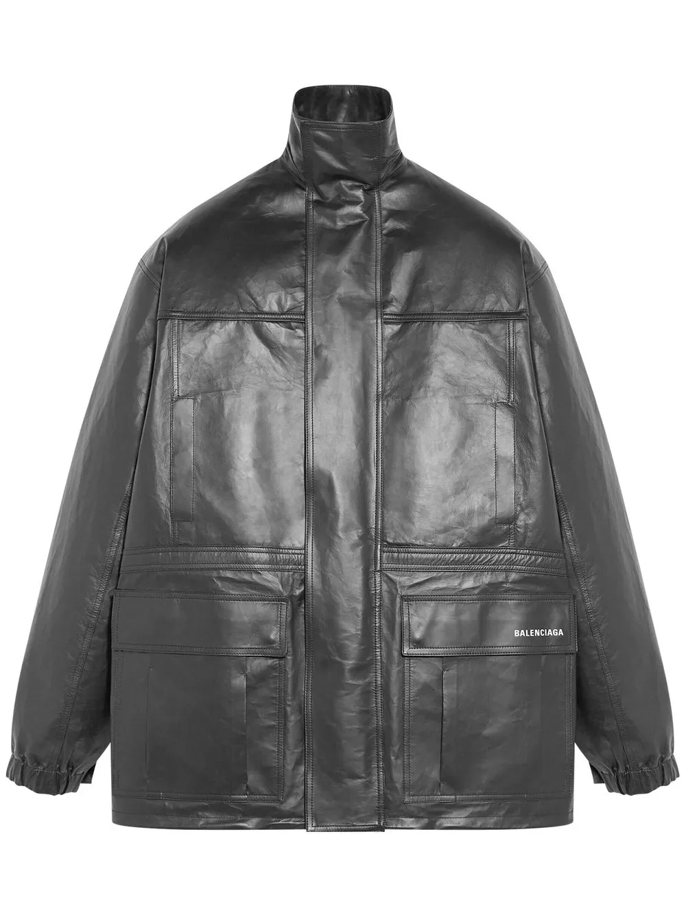 Balenciaga concealed-front Fastening Leather Jacket - Farfetch