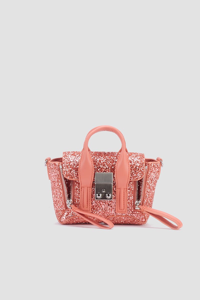 Glitter Pashli Nano Satchel-orange #0 Glitter Pashli Nano Satchel, Coral Furs & Skins->Calf Leather Glitter Pashli Nano Satchel from 3.1 Phillip Lim. - 0