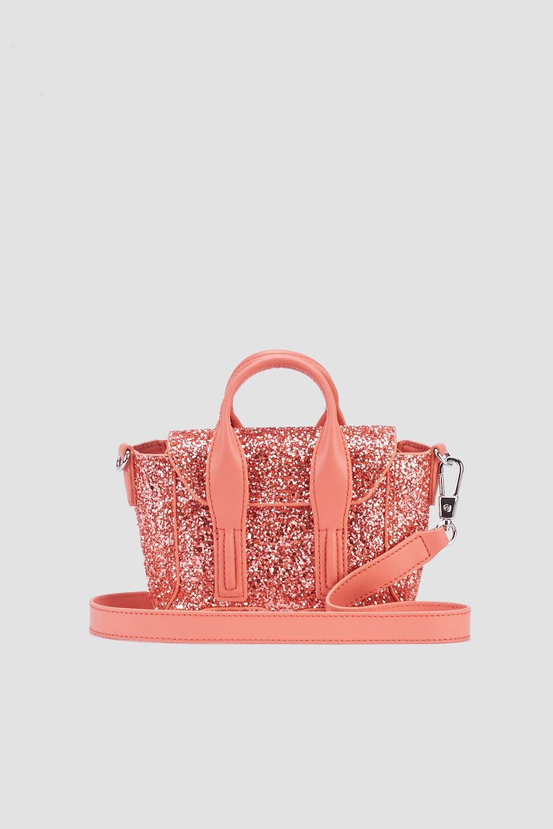 Glitter Pashli Nano Satchel-orange #0 Glitter Pashli Nano Satchel, Coral Furs & Skins->Calf Leather Glitter Pashli Nano Satchel from 3.1 Phillip Lim. - 2