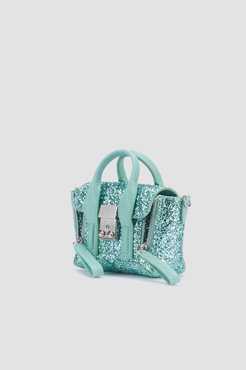 Glitter Pashli Nano Satchel-green #1 Glitter Pashli Nano Satchel, MINT Furs & Skins->Calf Leather Glitter Pashli Nano Satchel from 3.1 Phillip Lim. - 1