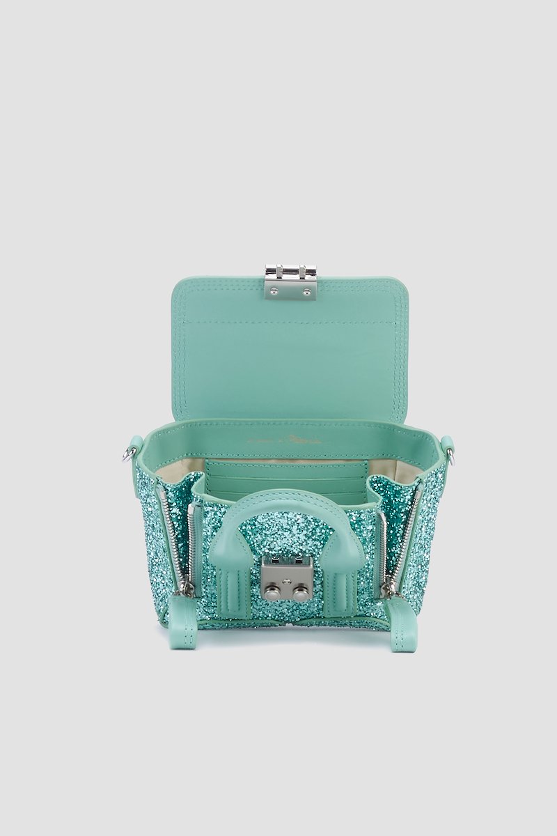 Glitter Pashli Nano Satchel-green #1 Glitter Pashli Nano Satchel, MINT Furs & Skins->Calf Leather Glitter Pashli Nano Satchel from 3.1 Phillip Lim. - 3
