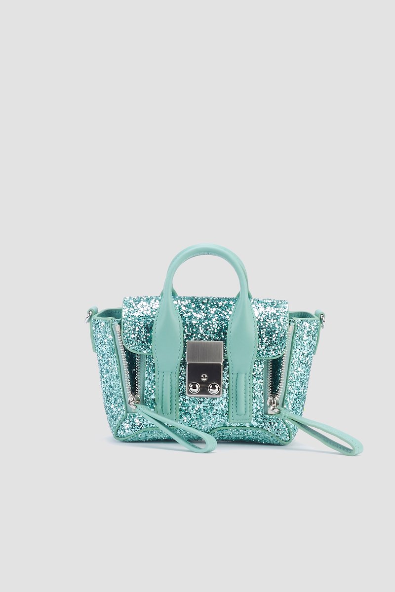 Glitter Pashli Nano Satchel-green #0 Glitter Pashli Nano Satchel, MINT Furs & Skins->Calf Leather Glitter Pashli Nano Satchel from 3.1 Phillip Lim. - 0
