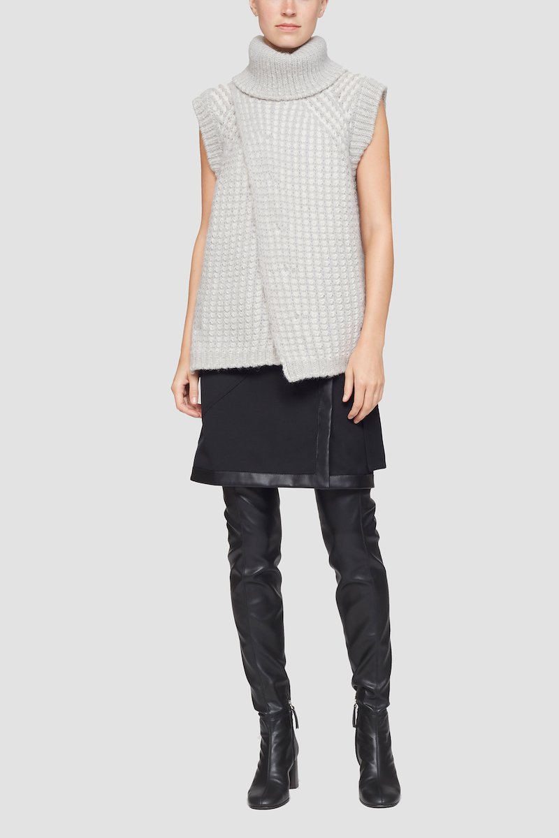 Sleeveless Overlay Turtleneck Sweater-grey #0 Sleeveless Overlay Turtleneck Sweater, null- 0