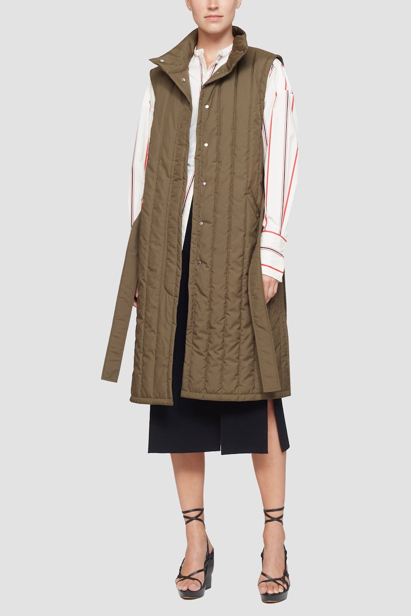 Long Puffer Vest-green #1 Long Puffer Vest, null- 1