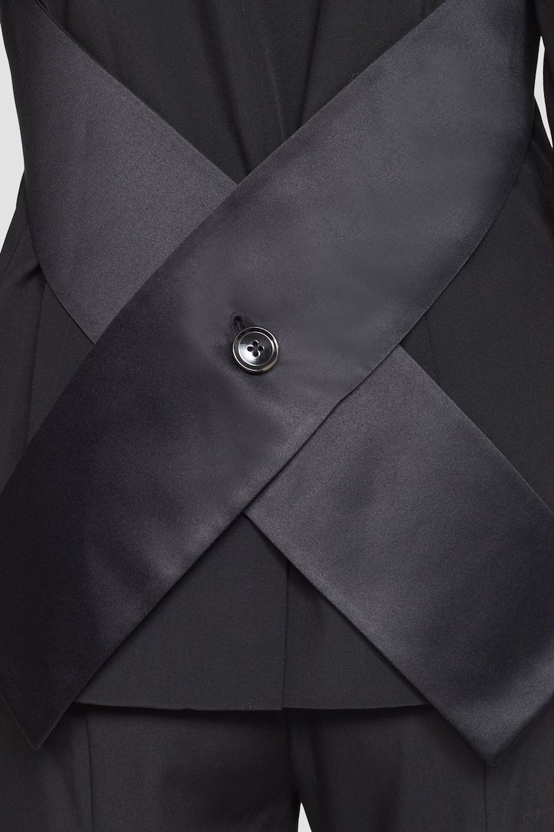 Tuxedo Bustier Blazer-black #1 Tuxedo Bustier Blazer, cut-out single-breasted blazer from 3.1 PHILLIP LIM featuring black, wool blend, cut-out detailing, bustier-style neckline, front button fastening, long sleeves, buttoned cuffs, two front welt pockets and central rear vent.- 7