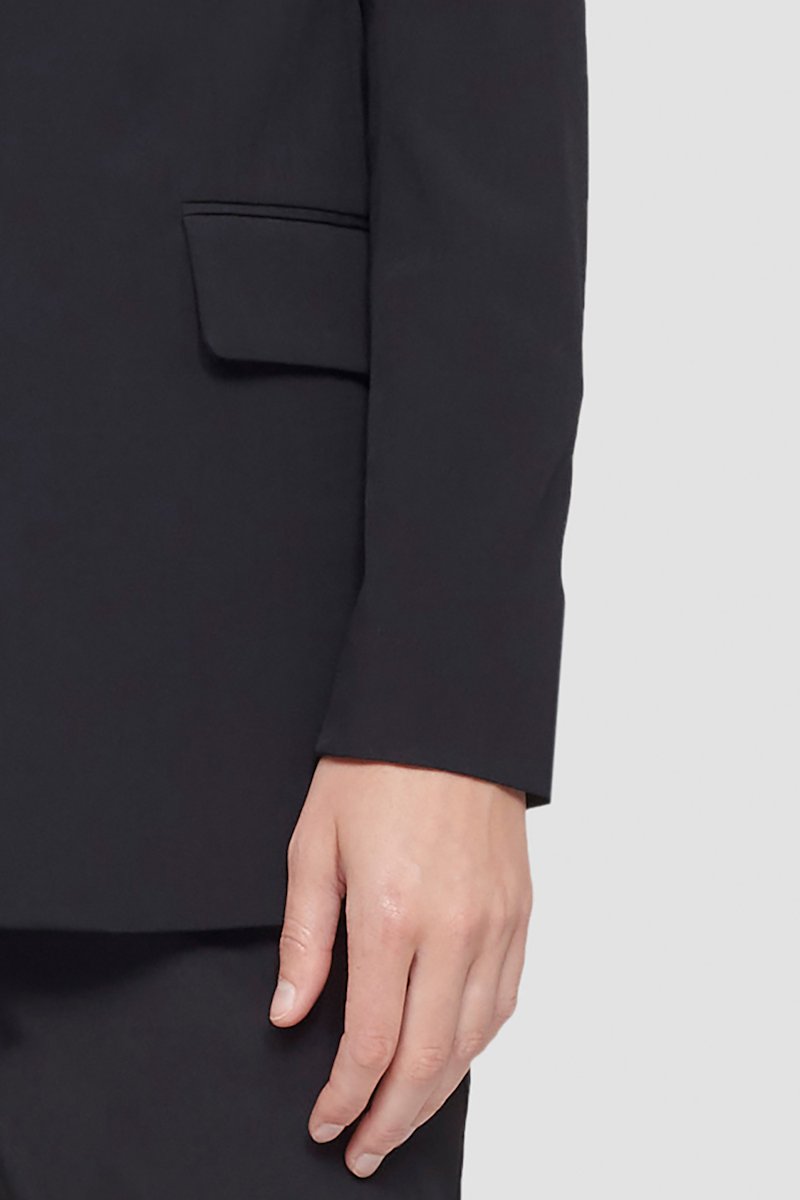 Shawl Lapel Blazer-black #0 Shawl Lapel Blazer, single-breasted tailored blazer from 3.1 PHILLIP LIM featuring black, wool blend, shawl lapels, front button fastening, long sleeves, buttoned cuffs, two front flap pockets and central rear vent.- 6