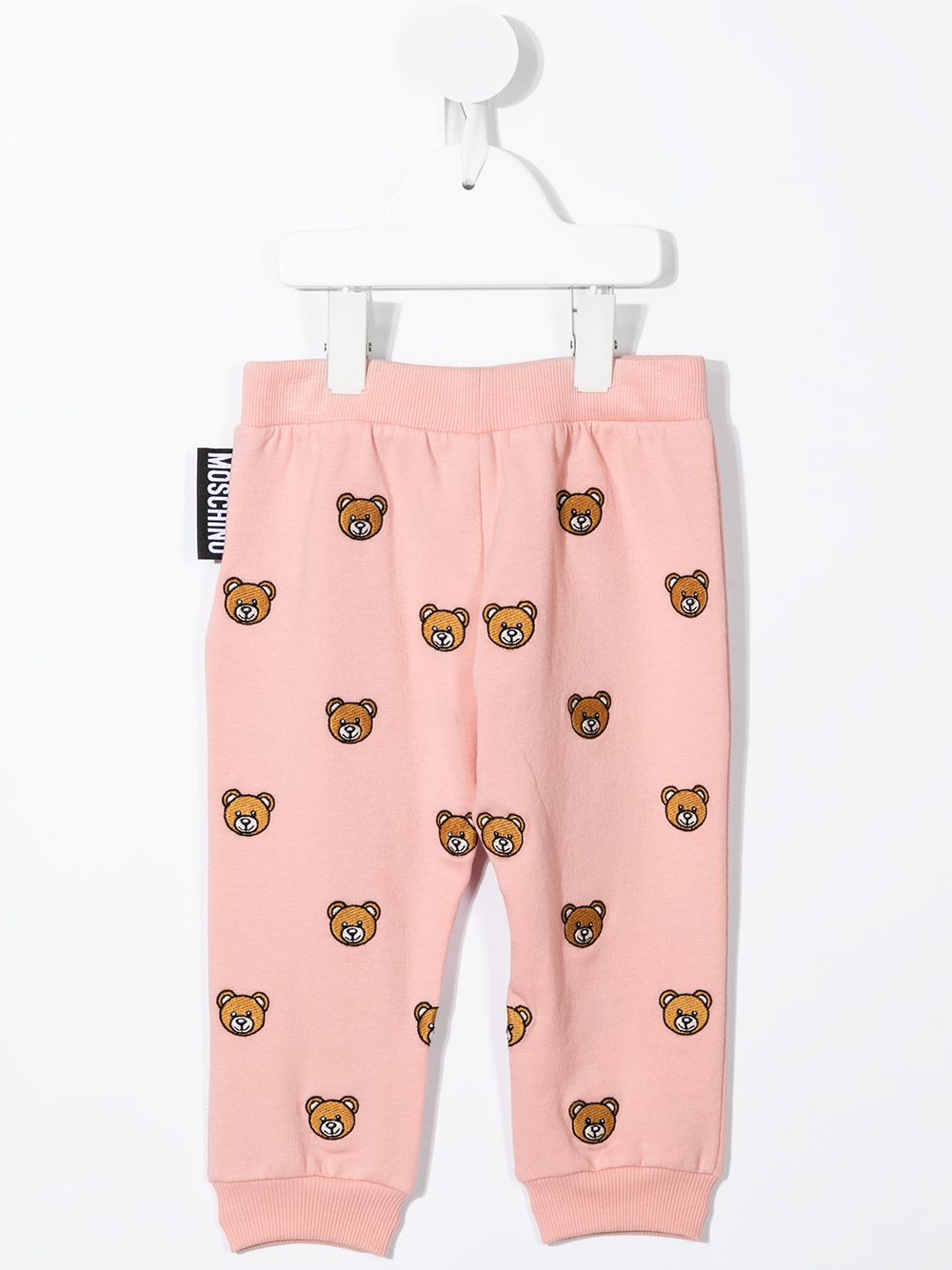Shop Moschino Teddy Bear-embroidered Track Pants In Pink