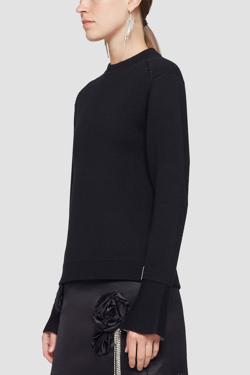 Double Face Wool Crewneck-black #0 Double Face Wool Crewneck, null- 2