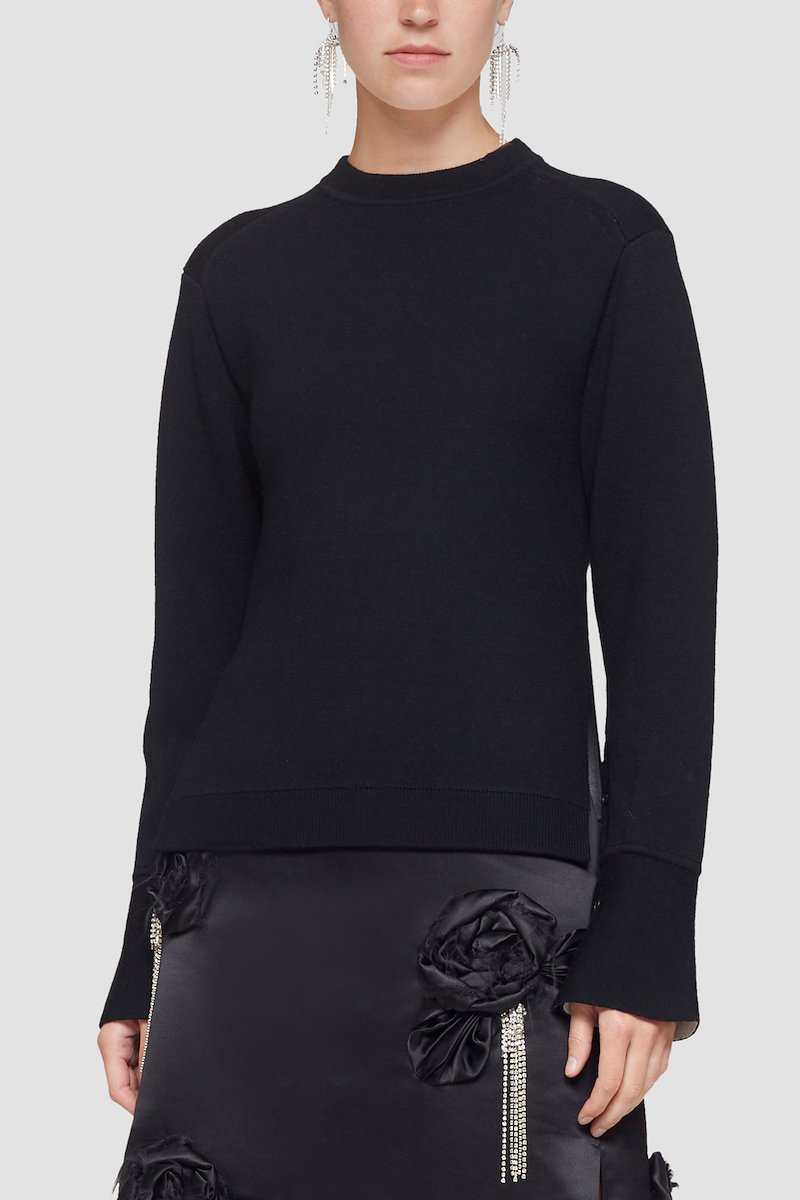 Double Face Wool Crewneck-black #1 Double Face Wool Crewneck, null- 1