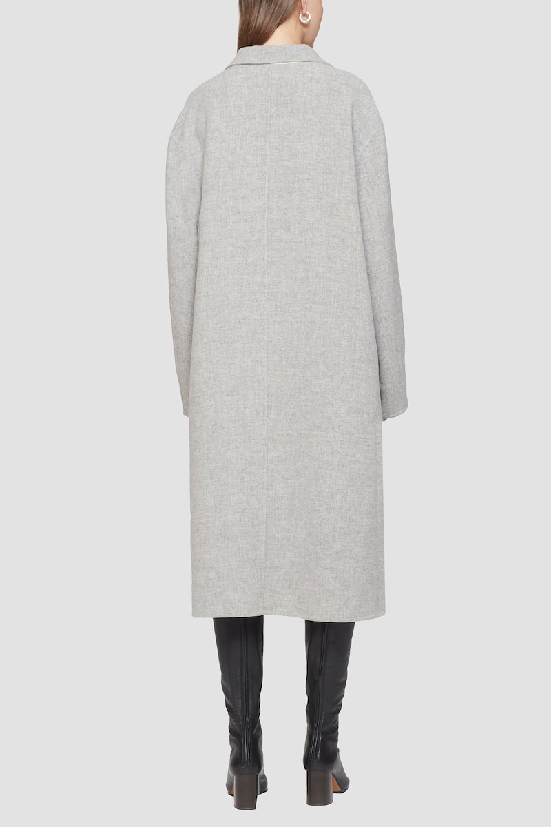 Single Breasted Wool Coat-grey #1 Single Breasted Wool Coat, reversible wool coat from 3.1 PHILLIP LIM featuring grey, wool blend, reversible, ribbed-knit edge, spread collar, long sleeves, front button fastening and side slits.- 11