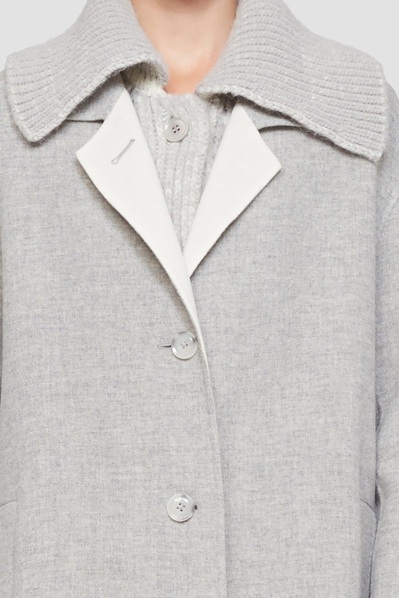 Single Breasted Wool Coat-grey #0 Single Breasted Wool Coat, reversible wool coat from 3.1 PHILLIP LIM featuring grey, wool blend, reversible, ribbed-knit edge, spread collar, long sleeves, front button fastening and side slits.- 14