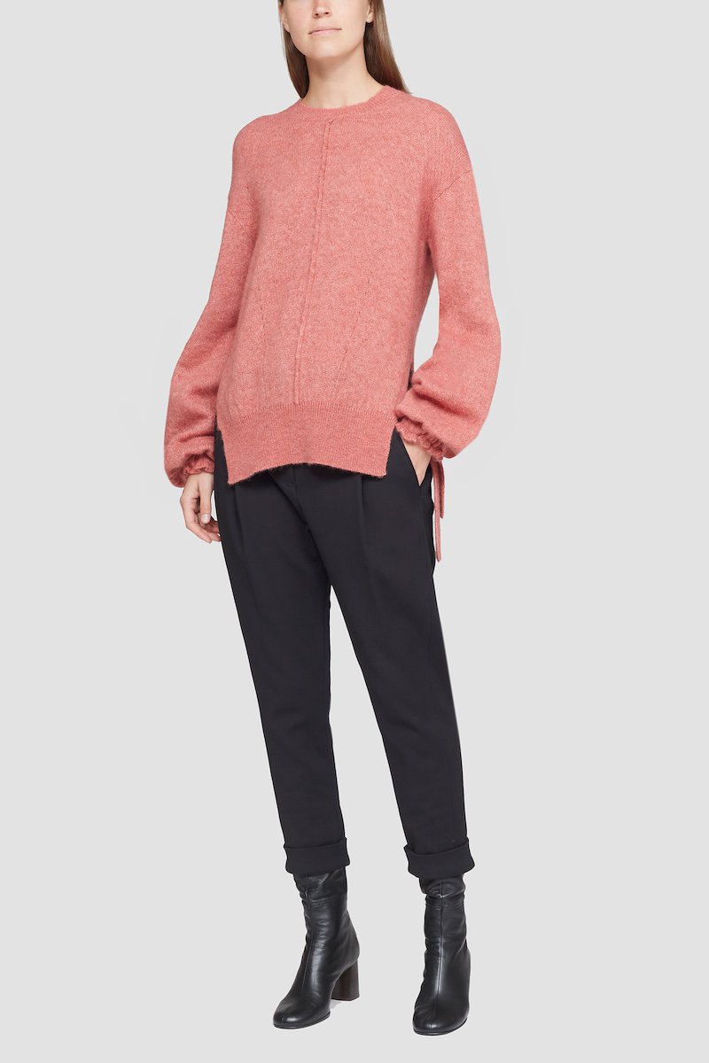 Balloon Cuff Crewneck Sweater-pink #0 Balloon Cuff Crewneck Sweater, crew-neck alpaca wool jumper from 3.1 PHILLIP LIM featuring coral pink, alpaca wool, ribbed-knit edge, crew neck, drop shoulder, long sleeves, side slits and straight hem.- 0