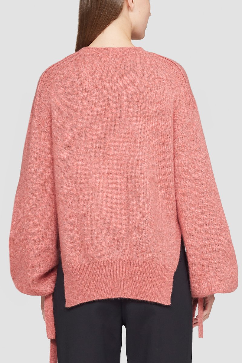 Balloon Cuff Crewneck Sweater-pink #1 Balloon Cuff Crewneck Sweater, crew-neck alpaca wool jumper from 3.1 PHILLIP LIM featuring coral pink, alpaca wool, ribbed-knit edge, crew neck, drop shoulder, long sleeves, side slits and straight hem.- 3
