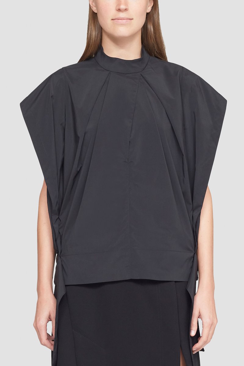 Wrap Effect Collared Top-black #1 Wrap Effect Collared Top, gathered batwing-sleeve top from 3.1 PHILLIP LIM featuring black, gathered detailing, draped detailing, mock neck, batwing sleeves and rear zip fastening.- 1