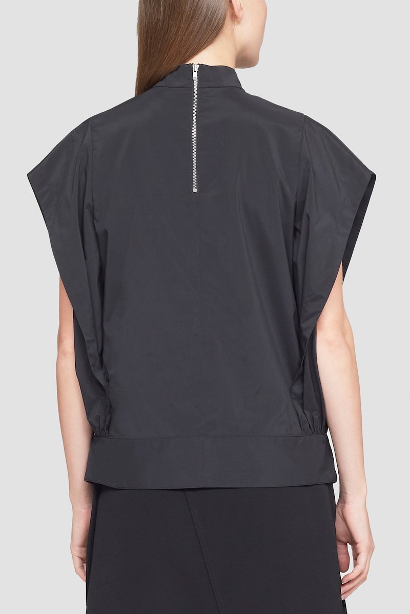 Wrap Effect Collared Top-black #1 Wrap Effect Collared Top, gathered batwing-sleeve top from 3.1 PHILLIP LIM featuring black, gathered detailing, draped detailing, mock neck, batwing sleeves and rear zip fastening.- 3