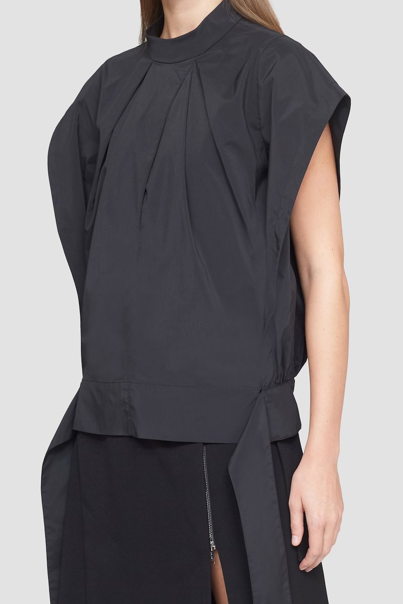 Wrap Effect Collared Top-black #0 Wrap Effect Collared Top, gathered batwing-sleeve top from 3.1 PHILLIP LIM featuring black, gathered detailing, draped detailing, mock neck, batwing sleeves and rear zip fastening.- 4
