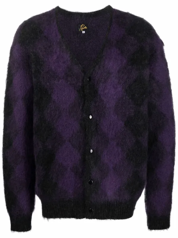 argyle pattern cardigan