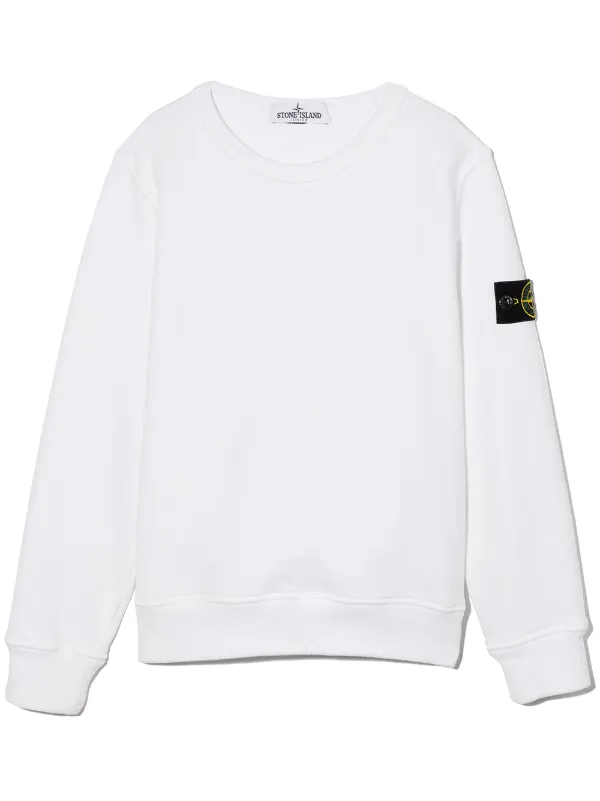 STONE ISLAND CREWNECK SWEATSHIRT WITH LOGO PATCH Kid White