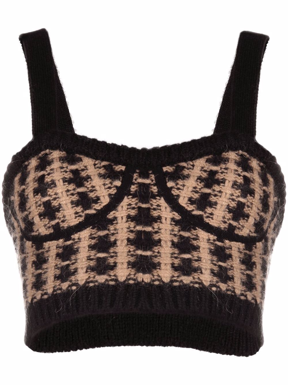 фото Red valentino patterned intarsia-knit cropped top