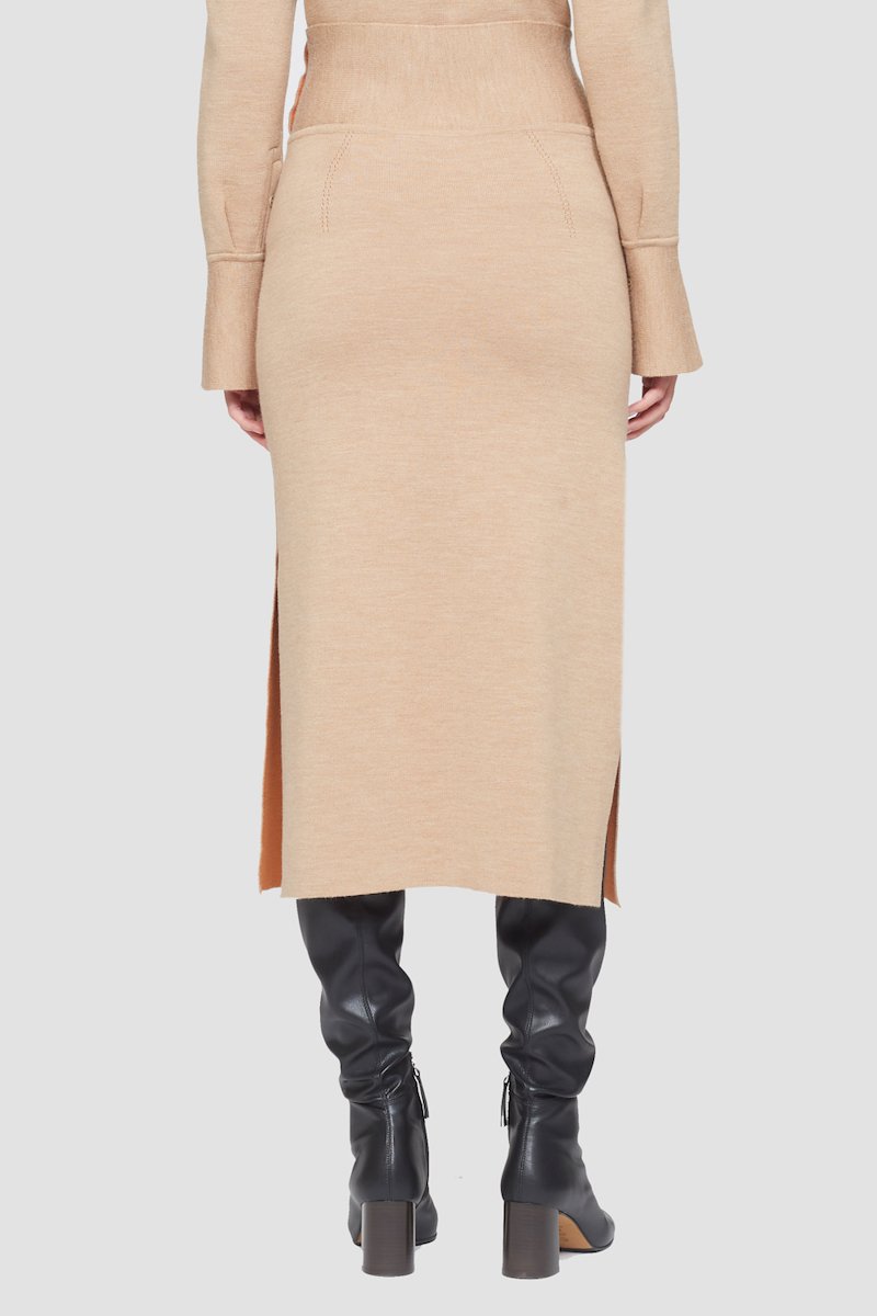 Double Face Wool Car Wash Skirt-neutrals #0 Double Face Wool Car Wash Skirt, double-face merino wool skirt from 3.1 PHILLIP LIM featuring light beige, merino wool, A-line, high waist, elasticated waistband, front slit and mid-length.- 10