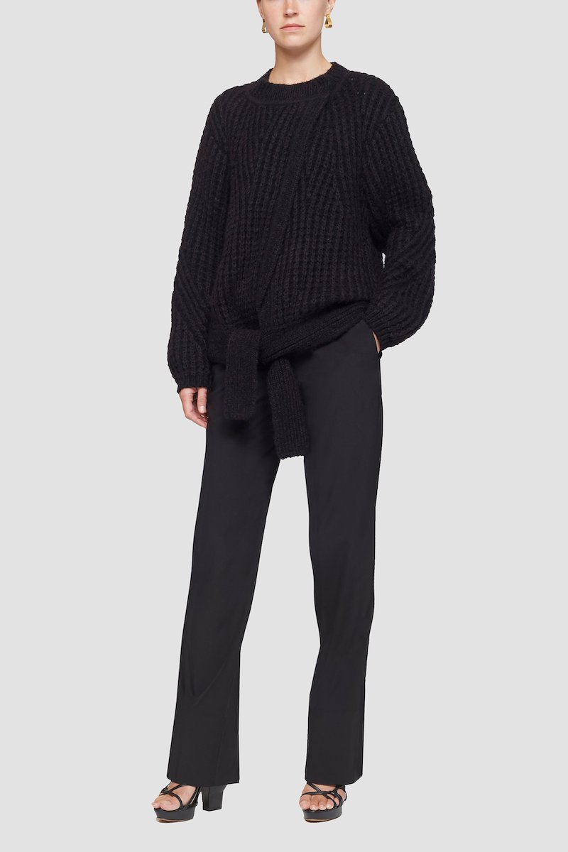 Wrap Effect Crewneck Sweater-black #0 Wrap Effect Crewneck Sweater, null- 0