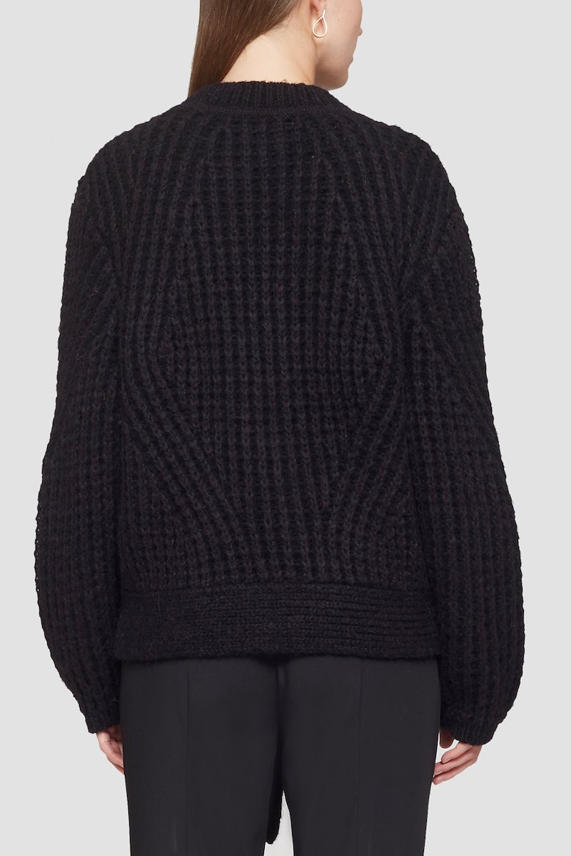 Wrap Effect Crewneck Sweater-black #1 Wrap Effect Crewneck Sweater, null- 3