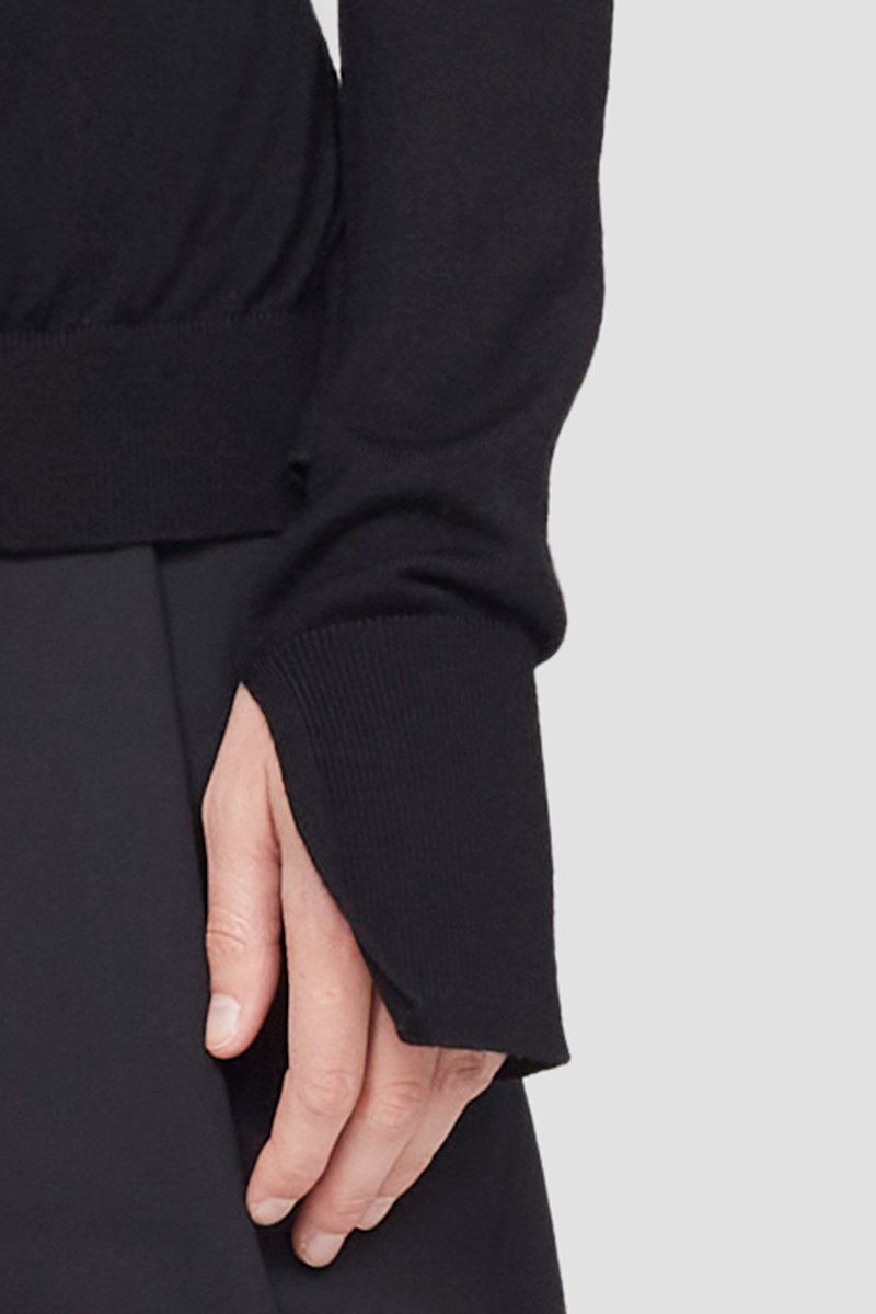 Double Layer Wrap Crewneck Sweater-black #0 Double Layer Wrap Crewneck Sweater, null- 6