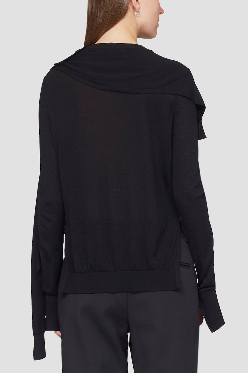Double Layer Wrap Crewneck Sweater-black #0 Double Layer Wrap Crewneck Sweater, null- 4