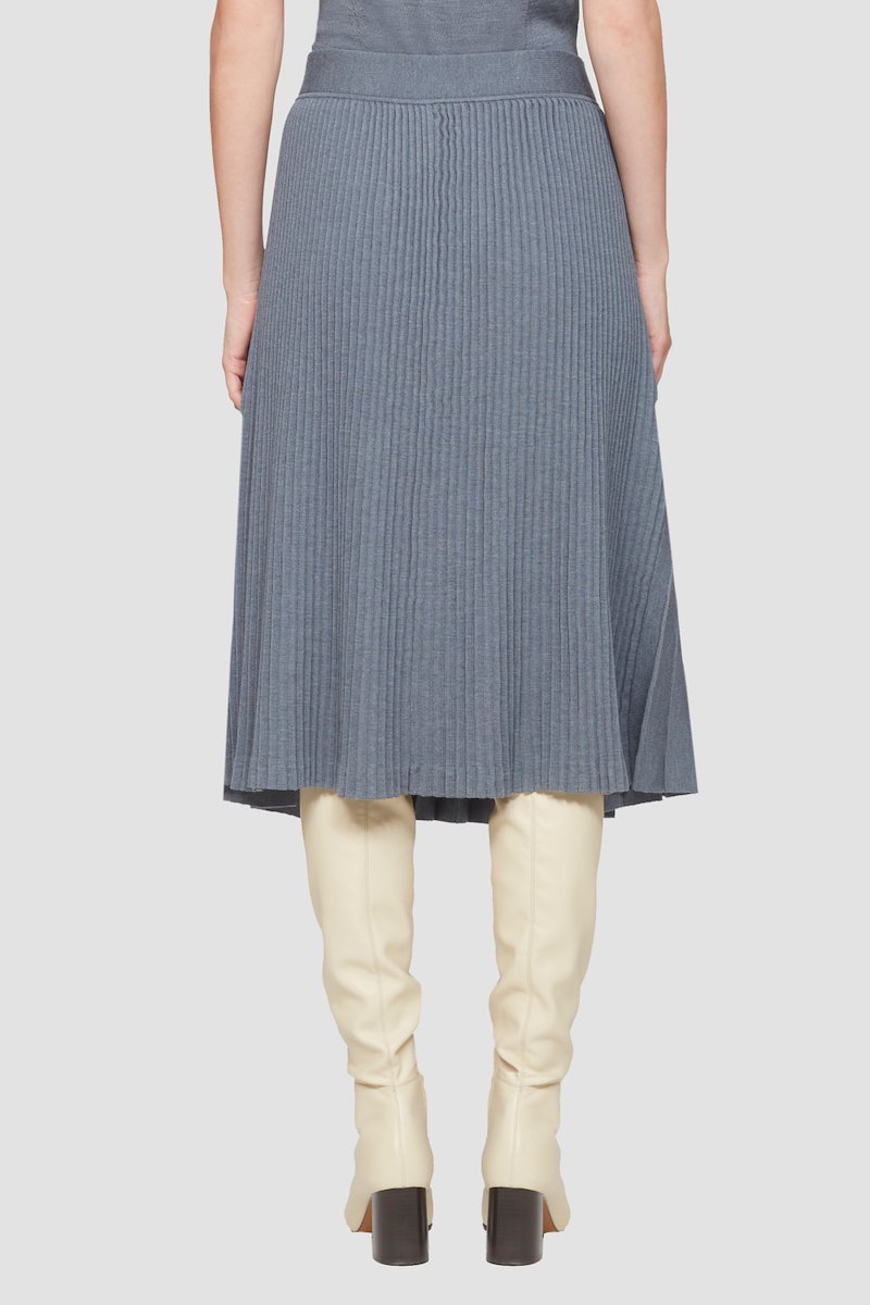 Pleated Tie Waist Skirt-grey #1 Pleated Tie Waist Skirt, wrap pleated knit skirt from 3.1 PHILLIP LIM featuring medium grey, wool, fully pleated, wrap design and below-knee length.- 3