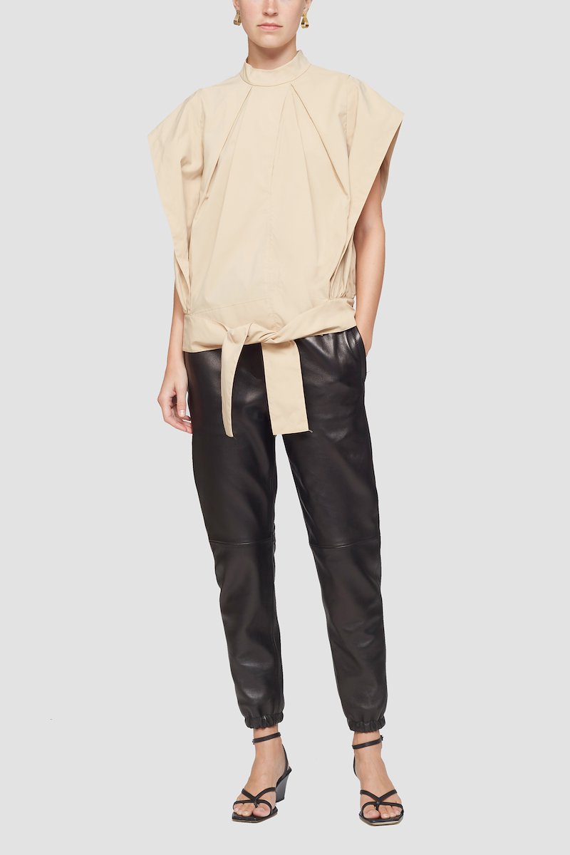 Wrap Effect Collared Top-neutrals #0 Wrap Effect Collared Top, null- 0