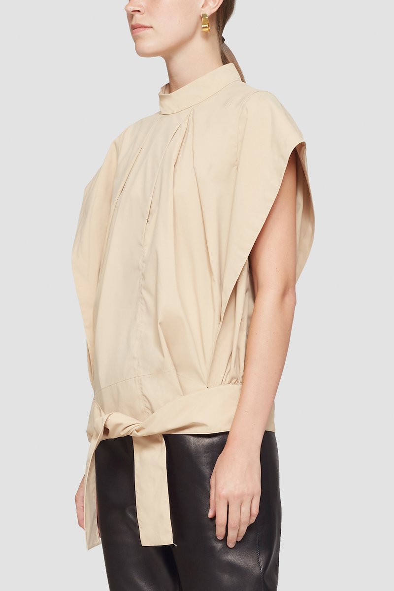 Wrap Effect Collared Top-neutrals #0 Wrap Effect Collared Top, null- 2