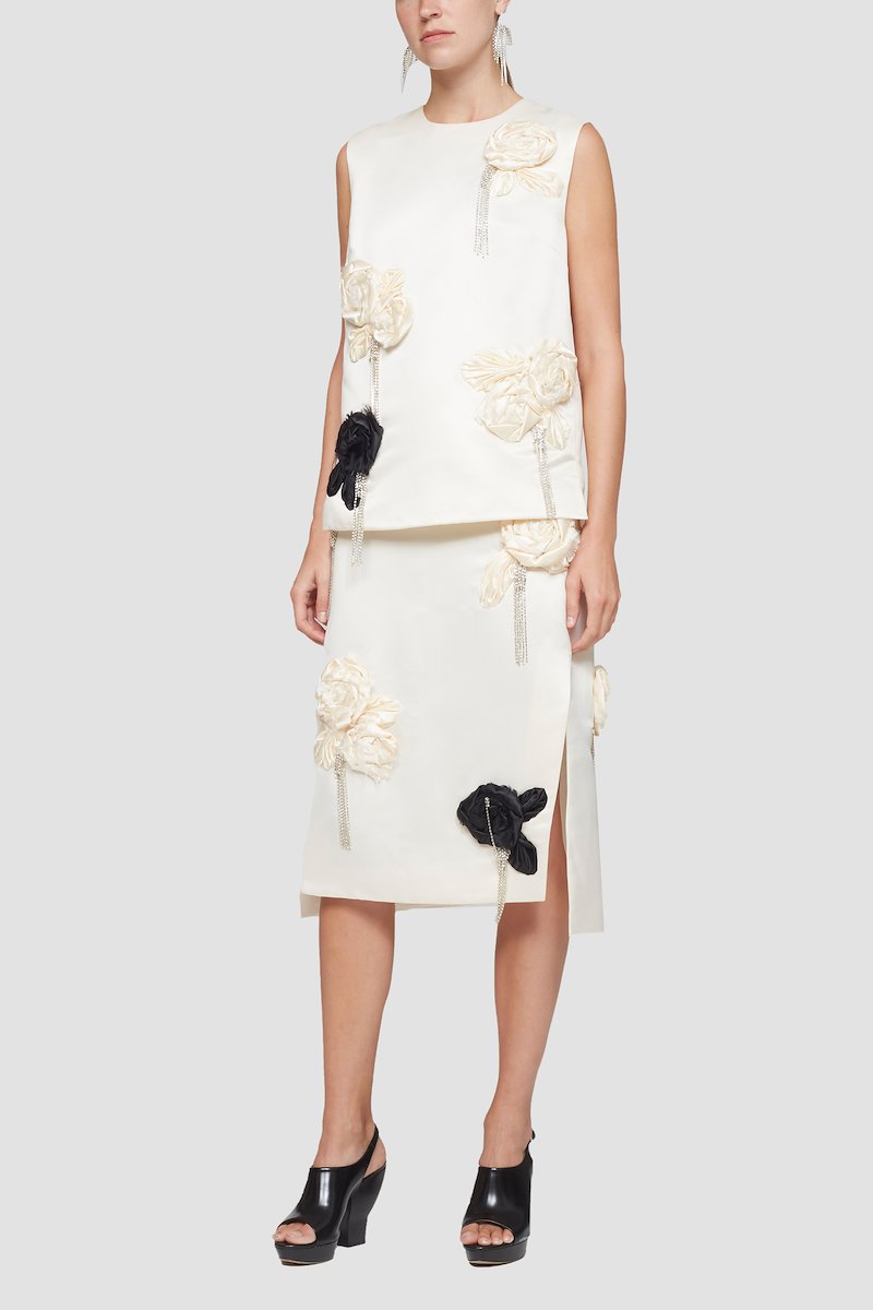 Floral Embellished Top-white #0 Floral Embellished Top, null- 4