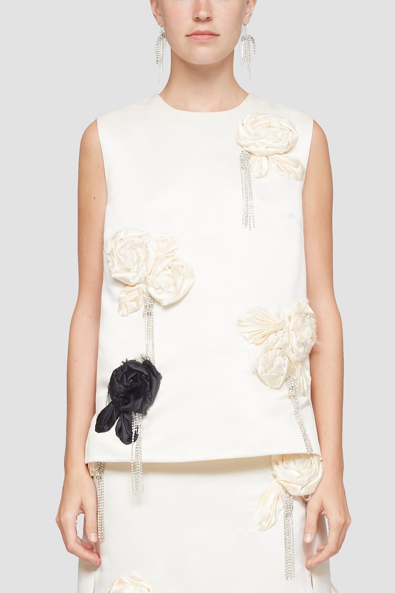 Floral Embellished Top-white #1 Floral Embellished Top, null- 1