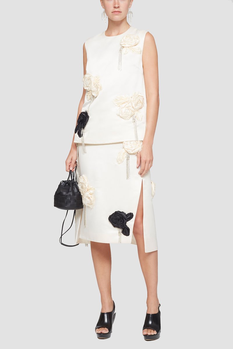 Floral Embellished Top-white #0 Floral Embellished Top, null- 0