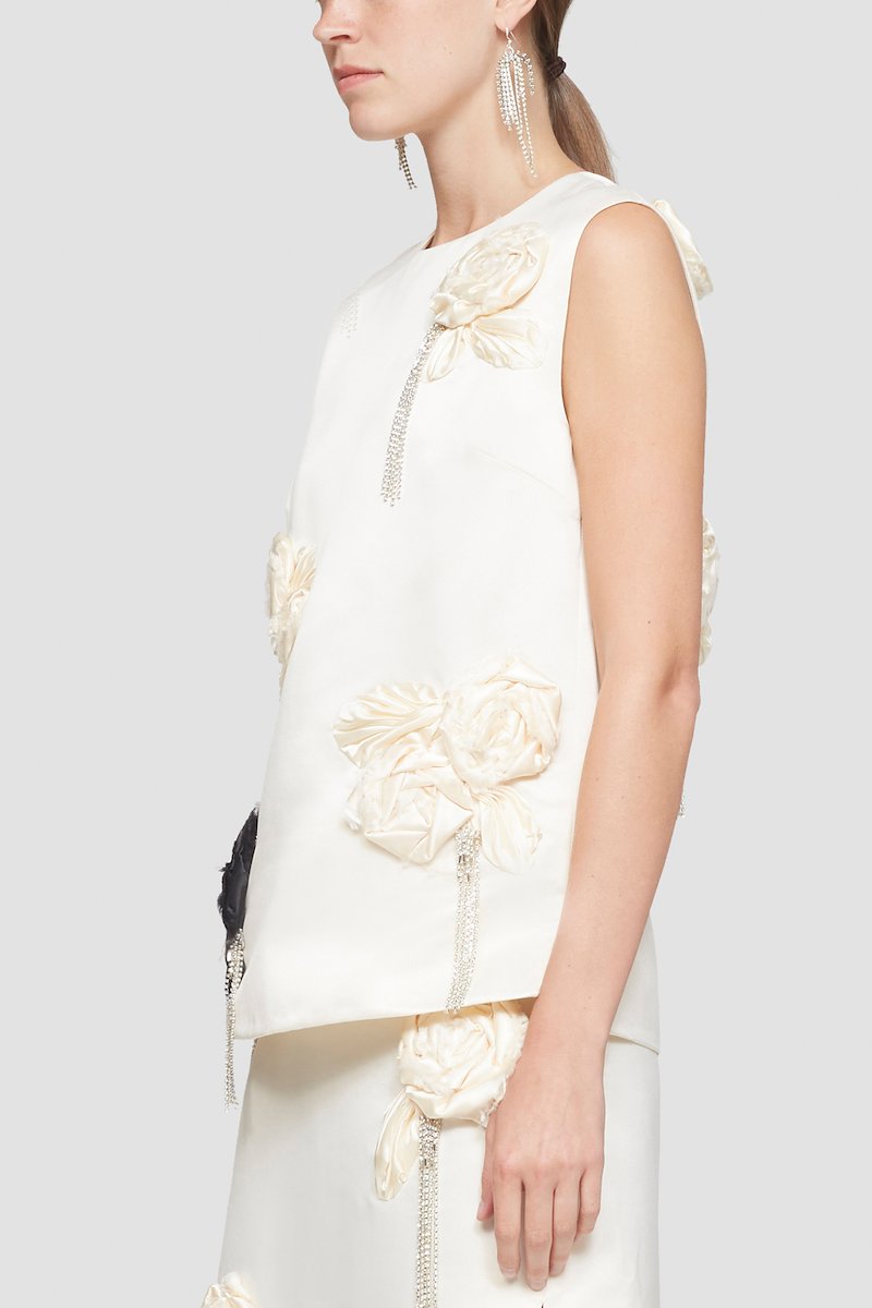 Floral Embellished Top-white #0 Floral Embellished Top, null- 2