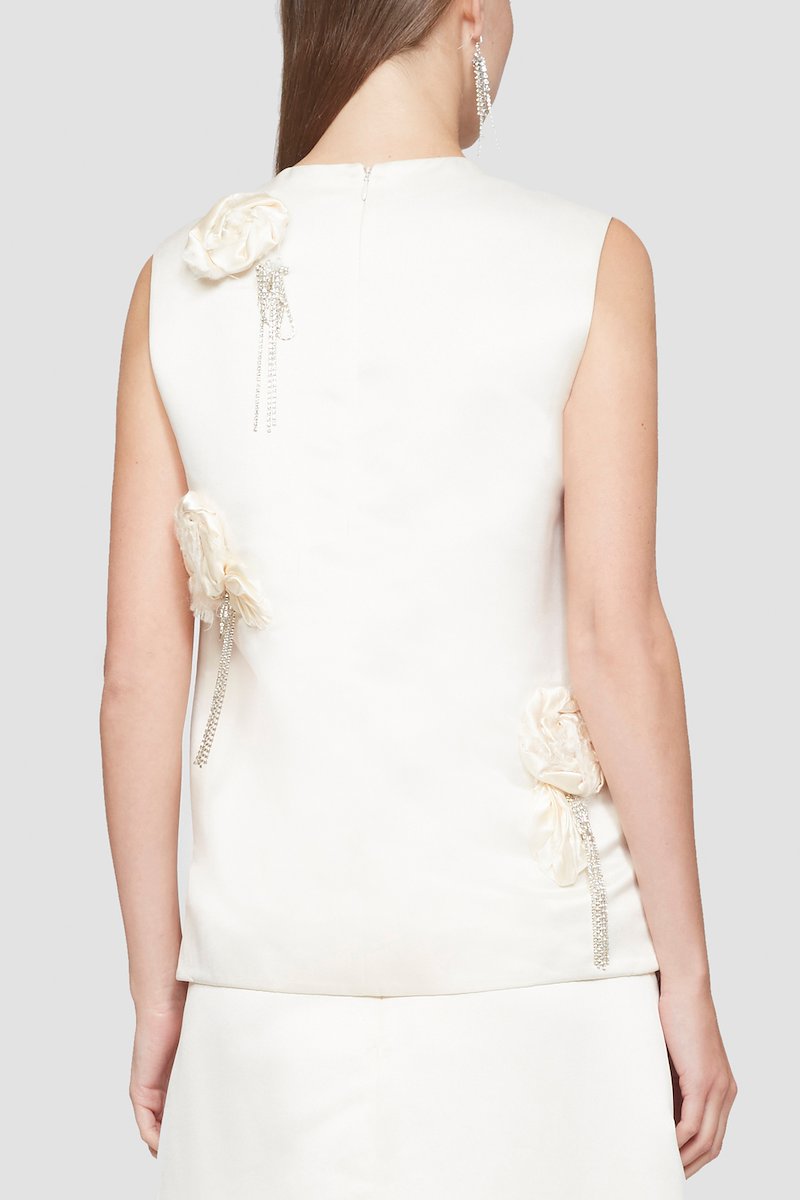 Floral Embellished Top-white #1 Floral Embellished Top, null- 3