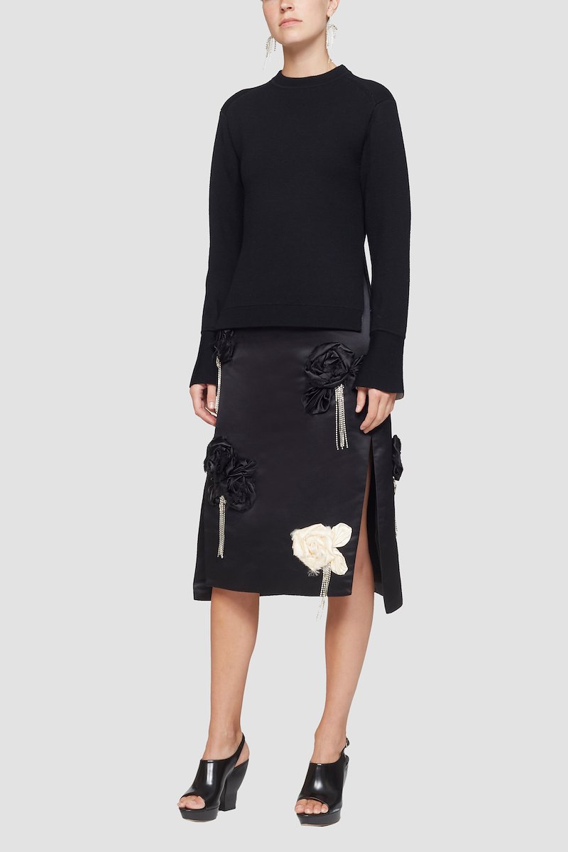 Floral Embellished Skirt-black #0 Floral Embellished Skirt, null- 0