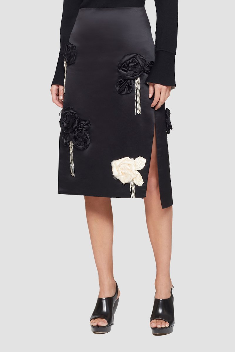 Floral Embellished Skirt-black #1 Floral Embellished Skirt, null- 1