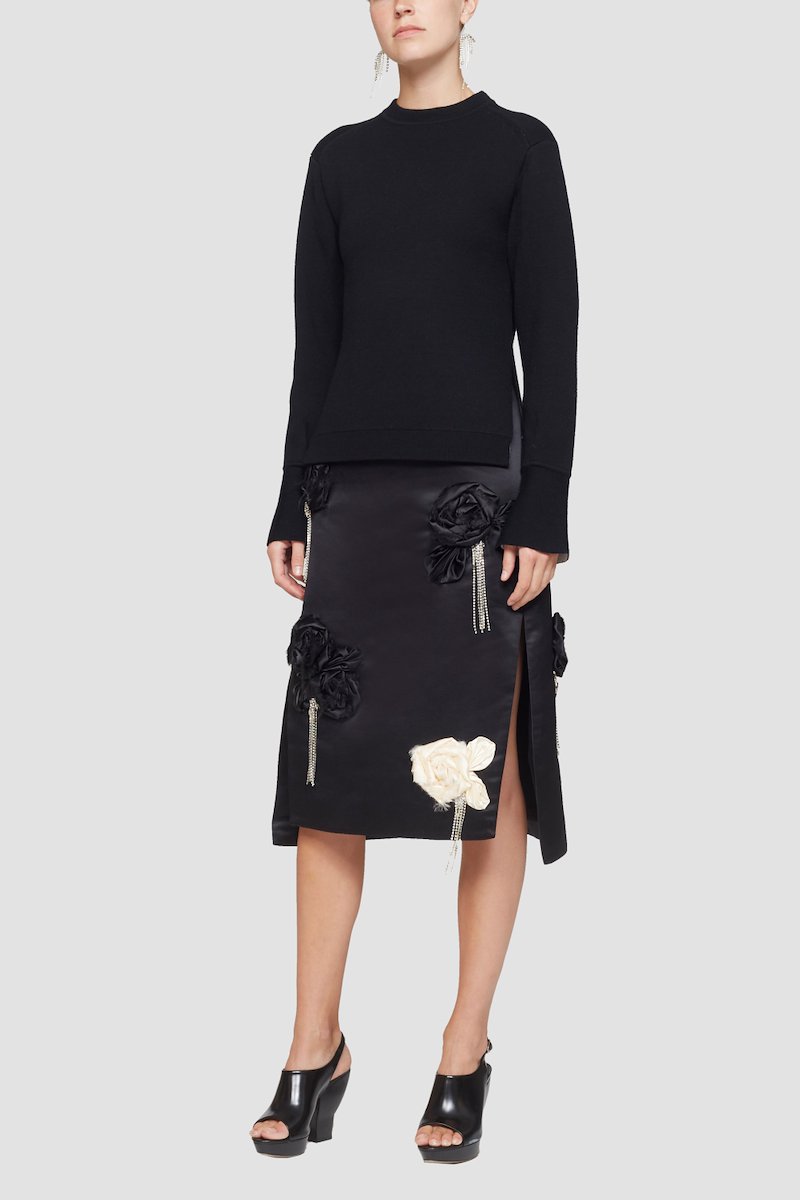 Floral Embellished Skirt-black #0 Floral Embellished Skirt, null- 0