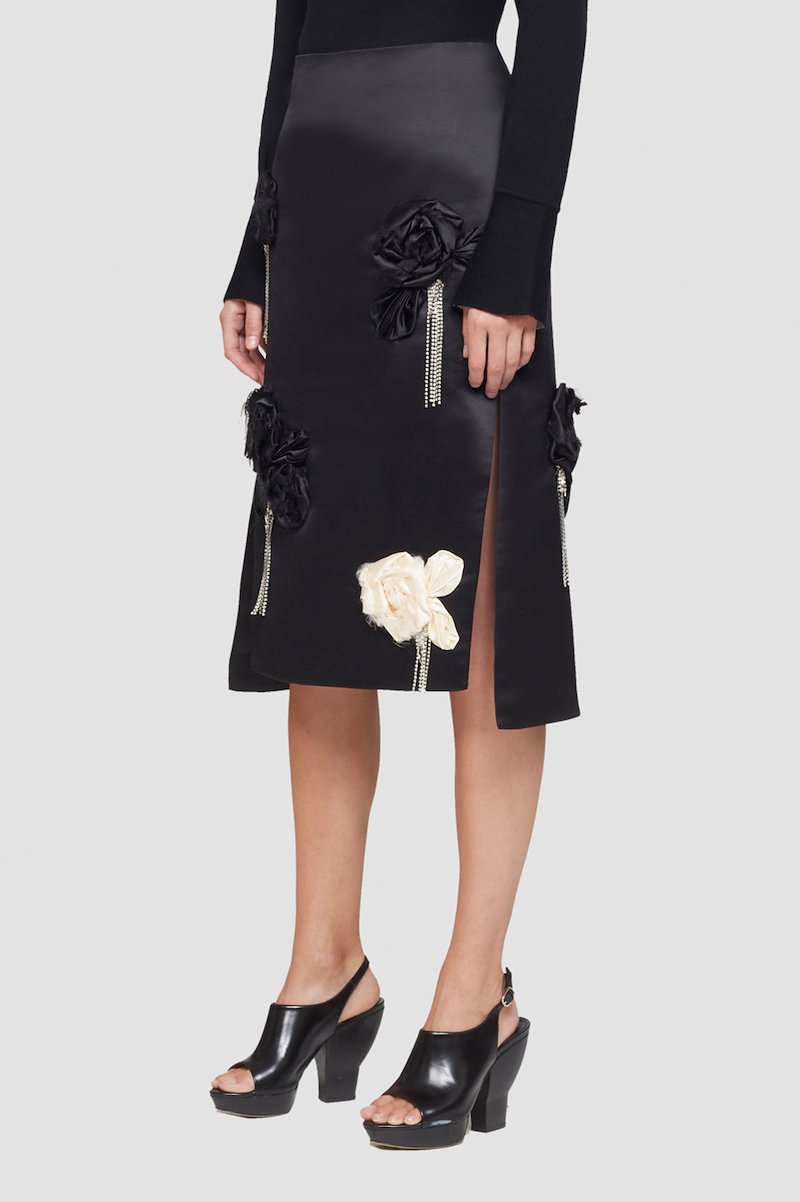Floral Embellished Skirt-black #0 Floral Embellished Skirt, null- 2