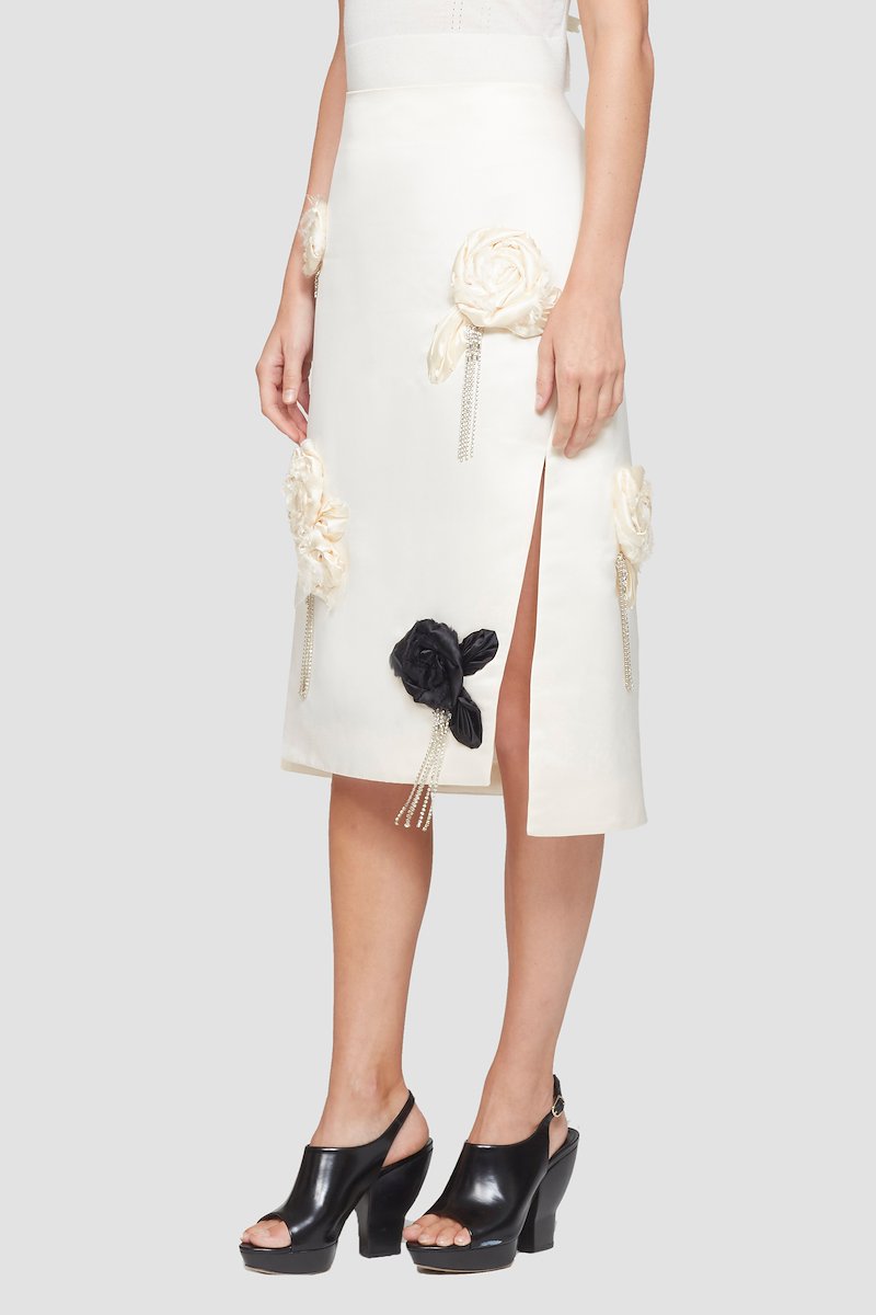 Floral Embellished Skirt-white #0 Floral Embellished Skirt, null- 2