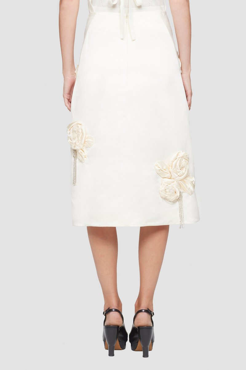 Floral Embellished Skirt-white #1 Floral Embellished Skirt, null- 3