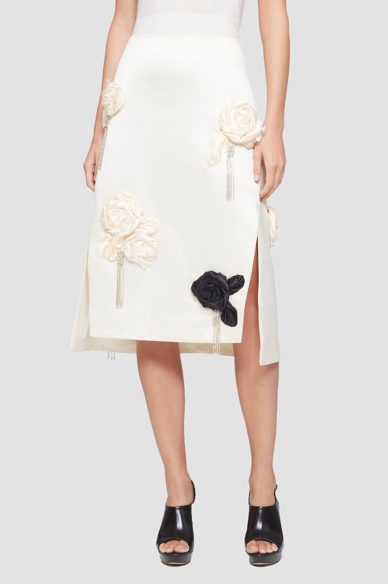 Floral Embellished Skirt-white #1 Floral Embellished Skirt, null- 1