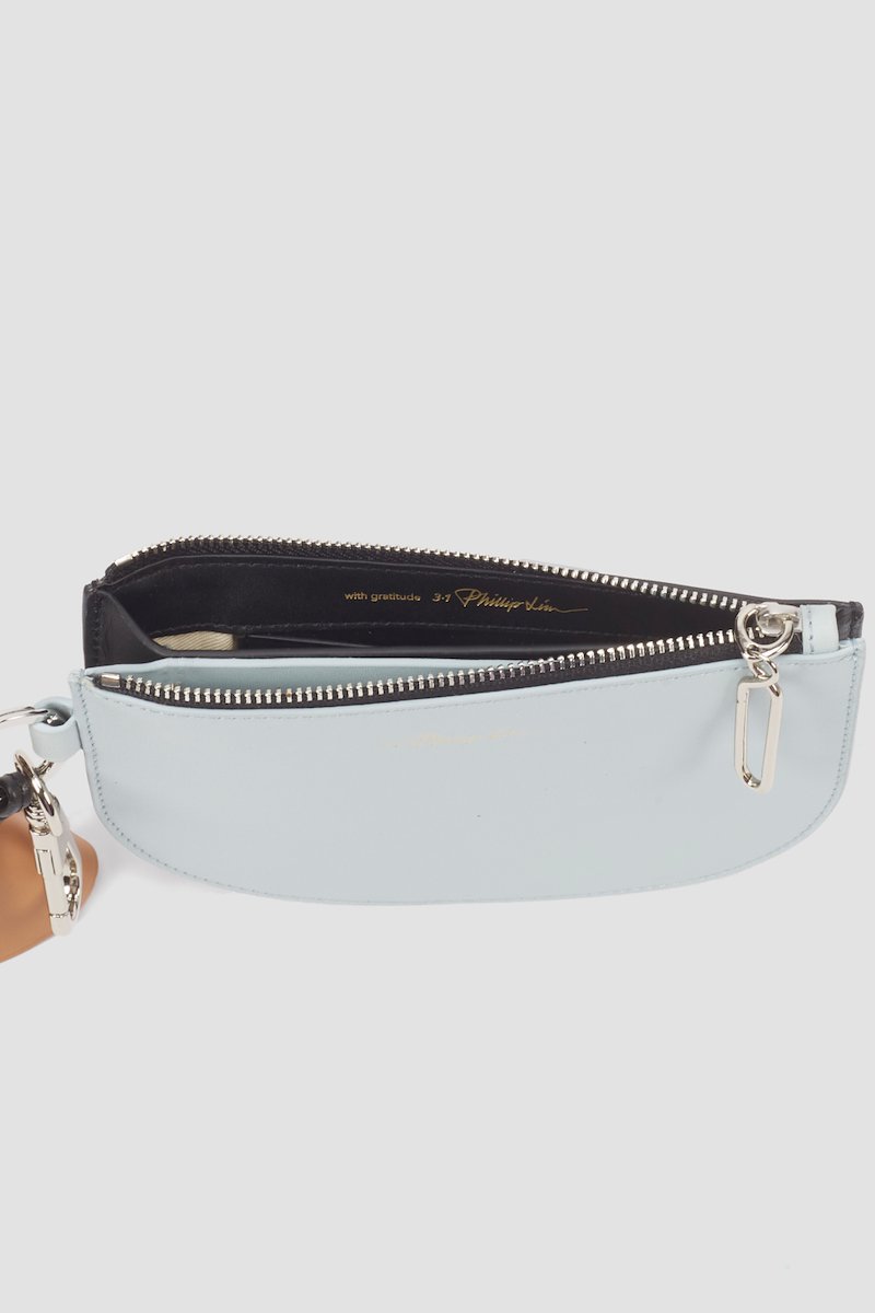 Hudson Lanyard-neutrals #1 Hudson Lanyard, black/sky blue silver-tone hardware top zip fastening slip pocket to the front adjustable neck strap carabiner attachment- 3