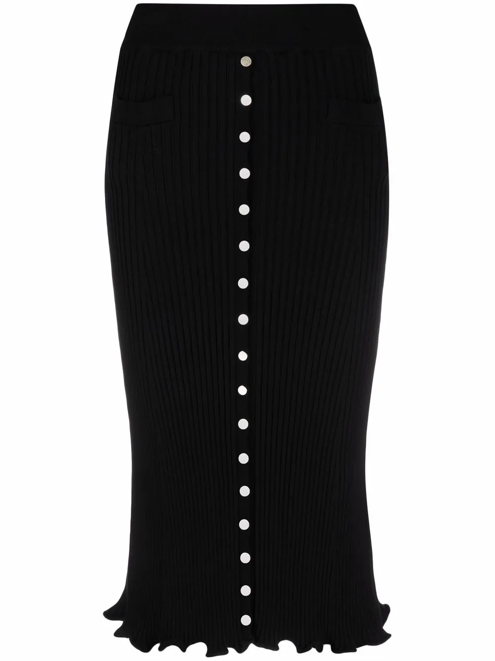 

Paco Rabanne ribbed-knit flared-hem midi skirt - Black