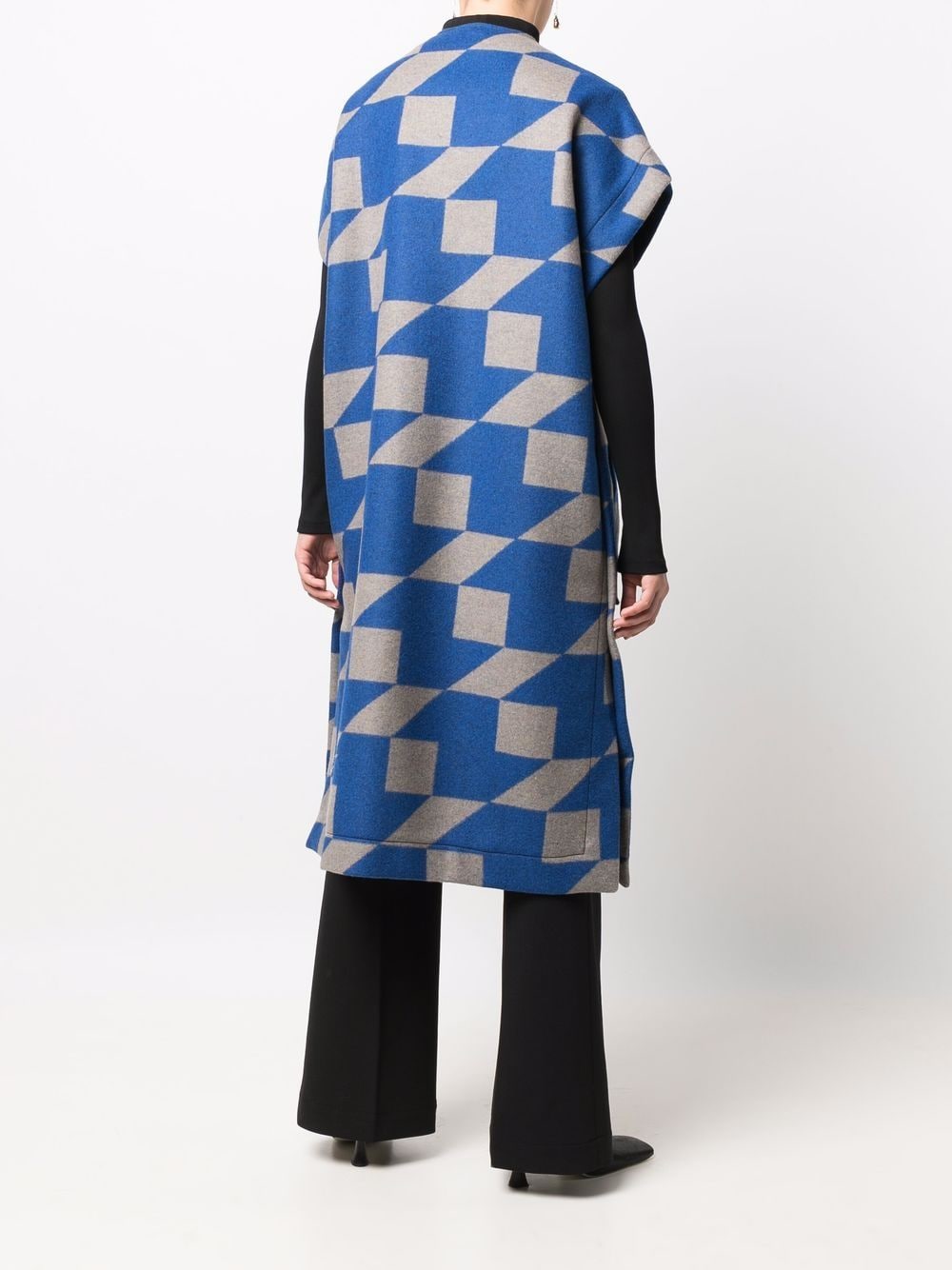 фото Odeeh шерстяное пальто-кардиган с геометричным принтом